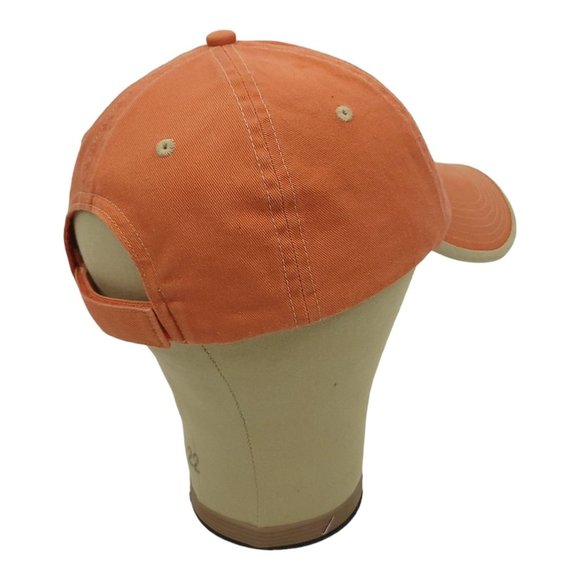 Loot Embroidered Orange Beige Trim Strapback Cap Baseball Hat Port Authority - Picture 13 of 13